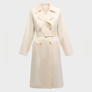 Monique SOLID & STRIPED Belted Cream Trench Coat Size M